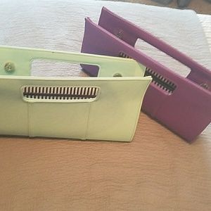Mint green leather clutch